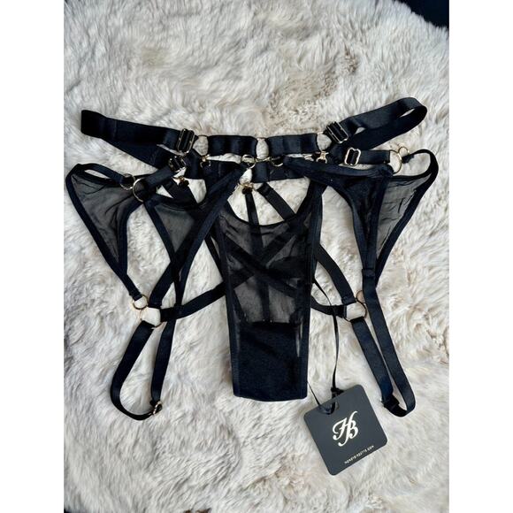 Honey Birdette LEXI🖤 Black Gold Strappy Brief XS - Picture 4 of 5